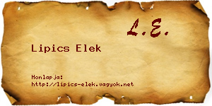Lipics Elek névjegykártya